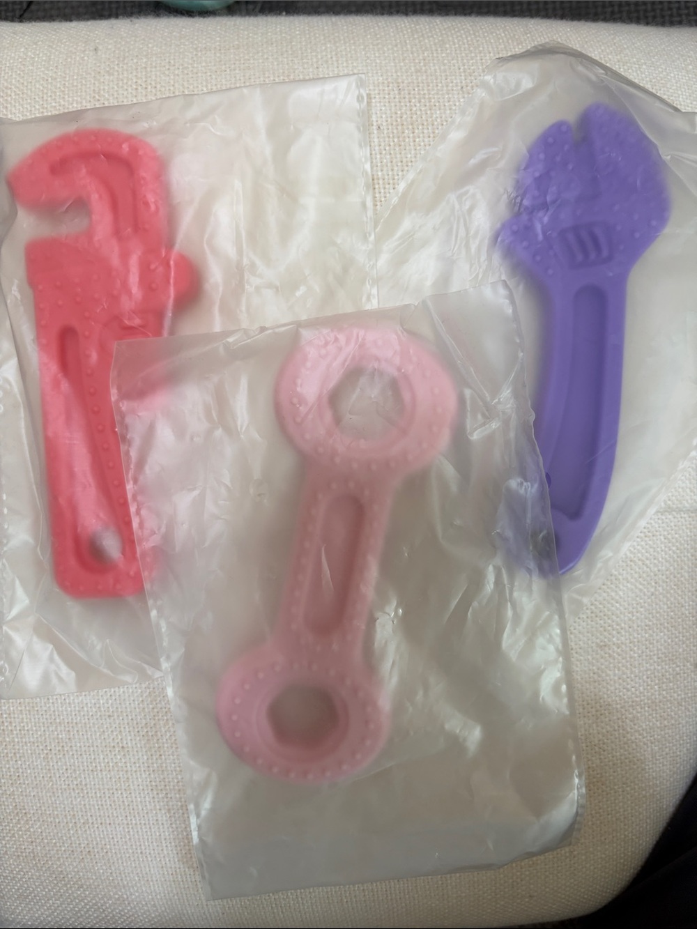 Silicone Teething Tool Set for Babies - Pink, Red, Purple